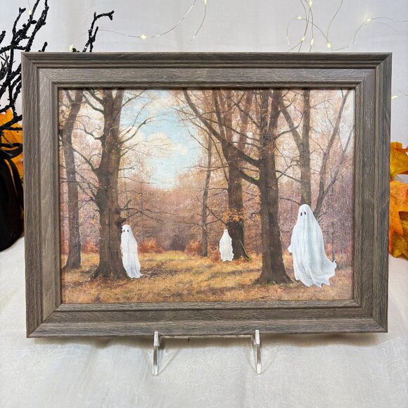 Petal Lane Halloween Ghost Hide And SeeK Framed Wall Art Deco New 14x11 - Picture 1 of 5
